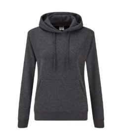 Fruit Of The Loom Ladies Lady Fit Hooded Sweatshirt / Hoodie (Dark Heather)