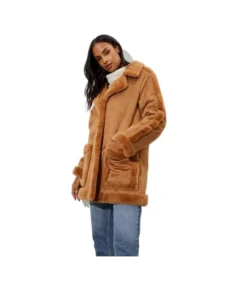 Dorothy Perkins Womens/Ladies Luxe Faux Fur Trim Suedette Coat (Toffee)
