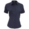 Henbury Womens/Ladies Wicking Anti-bacterial Short Sleeve Work Shirt (Navy)