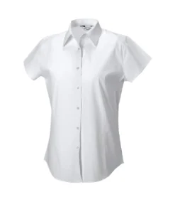Russell Collection Ladies/Womens Cap Sleeve Easy Care Fitted Shirt (White)