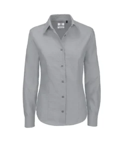 B&C Ladies Oxford Long Sleeve Shirt / Ladies Shirts & Blouses (Silver Moon)