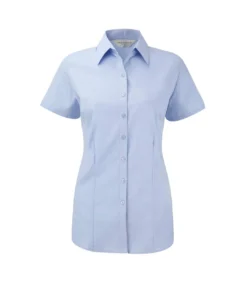 Russell Womens/ladies Herringbone Short Sleeve Work Shirt (Light Blue)