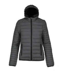 Kariban Womens/Ladies Lightweight Hooded Padded Jacket (Marl Dark Gray)