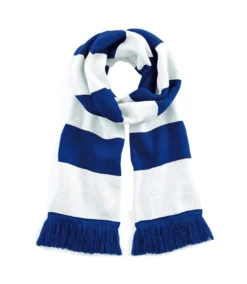 Beechfield Varsity Unisex Winter Scarf (Double Layer Knit) (Bright Royal / White) (One Size)