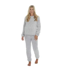 Forever Dreaming Womens/Ladies Sherpa Fleece Pajama Set (Gray)