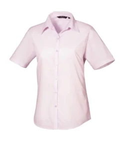 Premier® Premier Short Sleeve Poplin Blouse/Plain Work Shirt (Pink)