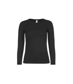 B&C Womens/Ladies E150 Long Sleeve T-Shirt (Black)