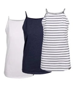 Trespass Womens/Ladies Trinity Tank Top (Pack Of 3) (Navy/White)