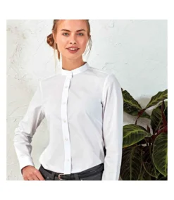 Premier® Premier Womens/Ladies Banded Grandad Collar Formal Shirt (White) -Featured Women's Clothing Stores D19B8B174B714E82F1C269EDDE32EE20C444E86FFEDD36CB062F0C61E357DACF