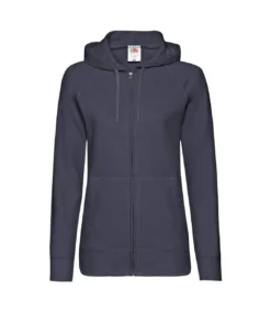 Fruit Of The Loom Ladies Fitted Hooded Sweatshirt (Deep Navy)