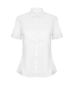 Henbury Womens/Ladies Modern Short Sleeve Oxford Shirt (White)
