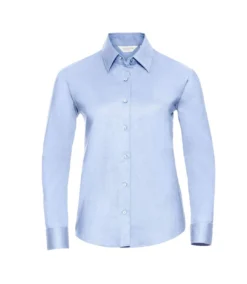 Russell Collection Womens/Ladies Oxford Long-Sleeved Shirt (Oxford Blue)