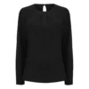 Henbury Womens/Ladies Pleat Front Long Sleeve Blouse (Black)