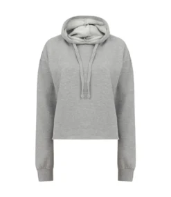 SF Womens/Ladies Cropped Slounge Hoody (Heather Gray)