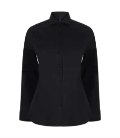 Henbury Womens/Ladies Long Sleeve Stretch Shirt (Black)