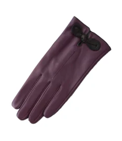 Eastern Counties Leather Womens/Ladies Contrast Bow Leather Gloves (Purple/Black)