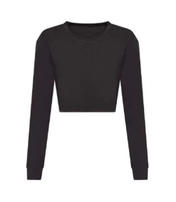 Awdis Womens/Ladies Heather Crop T-Shirt (Black)