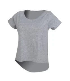 SF Womens/Ladies Plain Short Sleeve T-Shirt With Drop Detail (Heather Grey)