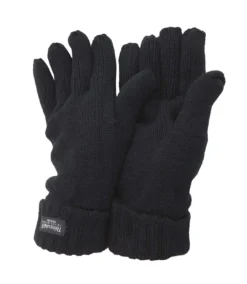 FLOSO Ladies/Womens Thermal Knitted Gloves (3M 40g) (Black)