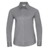 Russell Collection Ladies/Womens Long Sleeve Easy Care Oxford Shirt (Silver)