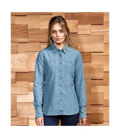 Premier® Premier Womens/Ladies Chambray Organic Long-Sleeved Shirt (Indigo Denim) -Featured Women's Clothing Stores F7FB166096141E1F1031313A3438D87CA30BD78C111B3C6BCA49D52606EB220A