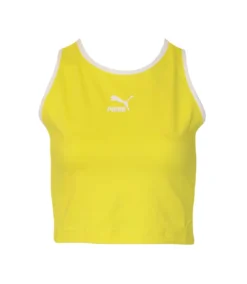 Puma Womens/Ladies Classics Cropped Tank (Blazing Yellow)