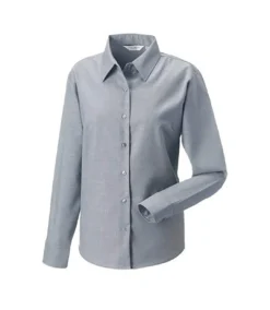 Russell Collection Ladies/Womens Long Sleeve Easy Care Oxford Shirt (Silver) -Featured Women's Clothing Stores FCFEF8CC4326BC72C6F616332193752358F7C5AE4FEA2FF3E8488B9067969AED