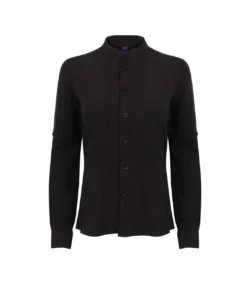 Henbury Womens/Ladies Antibacterial Mandarin Collar Roll Sleeve Shirt ()