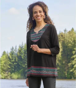 Women's Black Printed Top