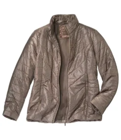 Women's Iridescent Padded Jacket - Water-Repellent - Chestnut -Featured Women's Clothing Stores a2e8661bb19b6b8a4630958a3a8ea52a