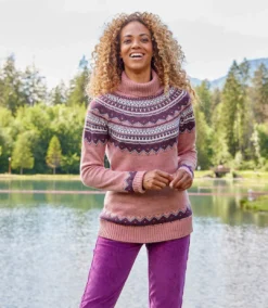 Women's Turtleneck Sweater - Mottled Pink -Featured Women's Clothing Stores a8a25f6402174151a5a0d5122bd995e4