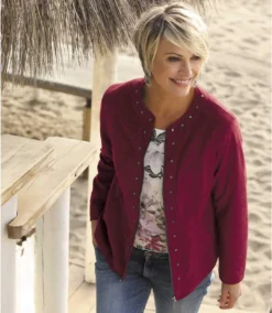 Women's Burgundy Faux-Suede Jacket -Featured Women's Clothing Stores acfb8b26041750c6db217d96b26e471f