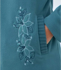 Women's Embroidered Fleece Sweater - Turquoise -Featured Women's Clothing Stores b071dab55b5fd4f02aff1e4a325fb587