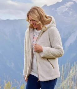 Women's Ecru Faux-Fur Jacket -Featured Women's Clothing Stores b4e37c86f8b7885a4fa8d00bfb82a767