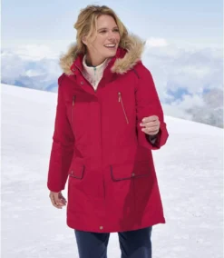 Women's Raspberry Quilted Parka - Hood