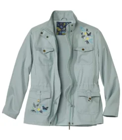 Women's Embroidered Safari Jacket - Aqua Blue -Featured Women's Clothing Stores c1a2555ce4eace1f0ccb3f1aadcf6b27