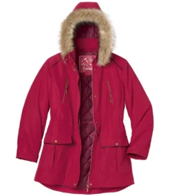 Women's Raspberry Quilted Parka - Hood -Featured Women's Clothing Stores ca560bd6d5e2aa851ba1217d81f0852f