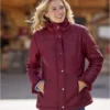 Women's Burgundy Faux-Suede Jacket - Water-Repellent